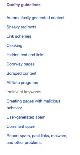 Google Quality Guidelines