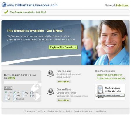 Network Solutions domain name registered