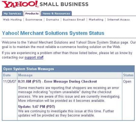 Yahoo! Stores Down
