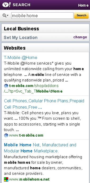 yahoo search mobile home