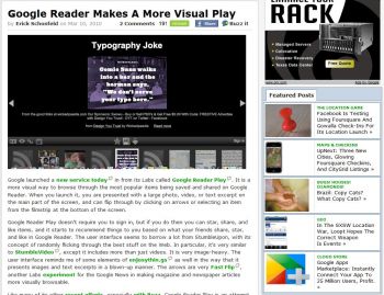 Techcrunch Google Reader More Visual Play