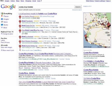 Google moves map search results