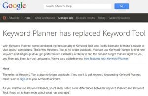 Keyword Planner has replaced Keyword Tool