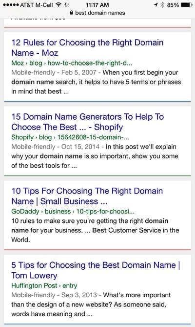 mobile search best domain names