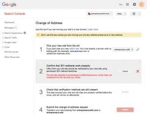 Google Change of Address Tool