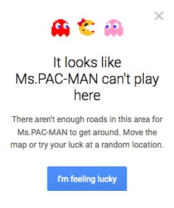 google maps ms pacman error