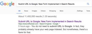 submit url to google - indexed quickly