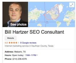 Bill Hartzer website button local listing