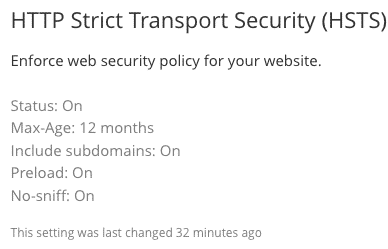 HSTS Cloudflare settings