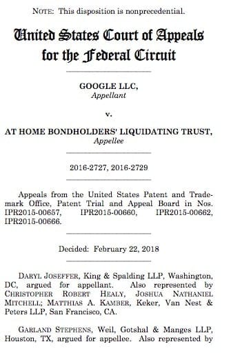 Google vs At Home Bondholders Liquidating Trust