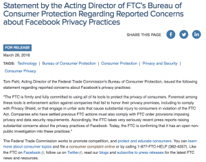 FTC Statement Facebook Privacy Practices