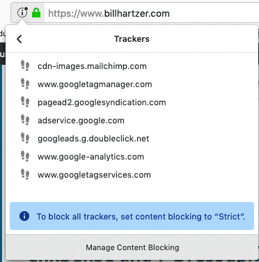 Firefox Standard Tracker Blocking