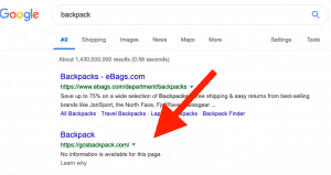 backpack search result