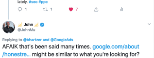 Tweet by John Mueller