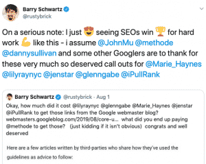 Google linking out to SEOs