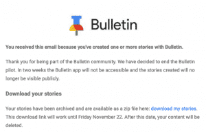 Google Bulletin Shutting Down