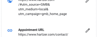 Google My Business appointment and website link