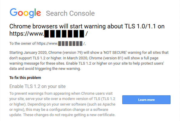 Google to Require TLS 1.2 or Higher on SSL Websites