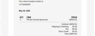 GoDaddy credit error email