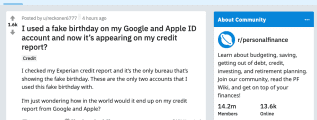 fake birthday on my Google and Apple ID account