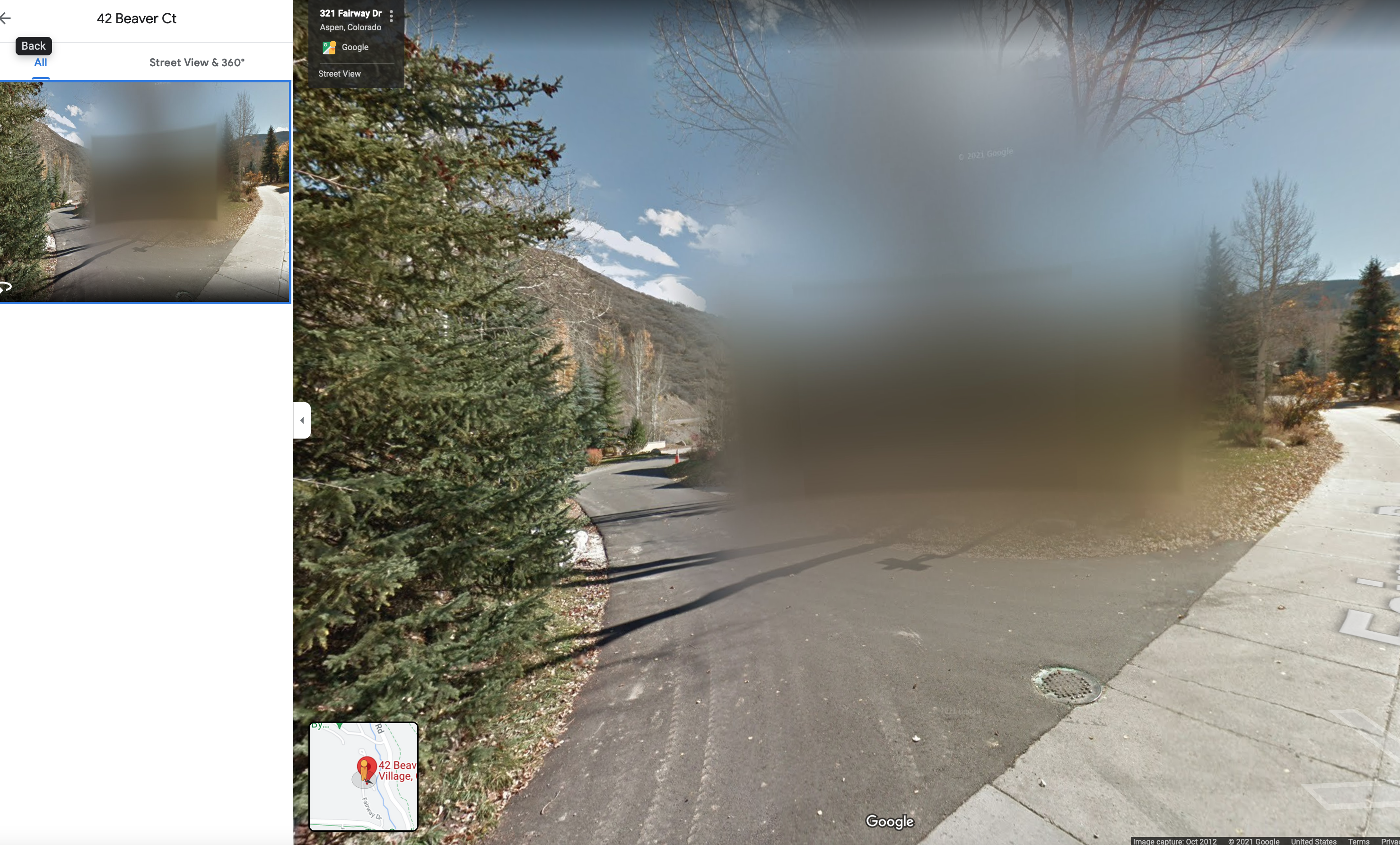 blurred house photo on Google Maps