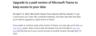 Microsoft Teams Free Classic shutting down