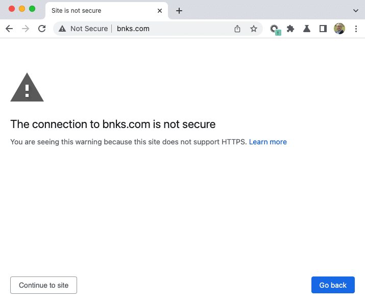 BNKS SSL not secure issue