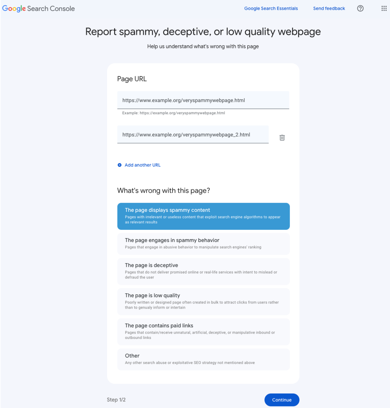 Reporting search quality issues with a new user feedback form