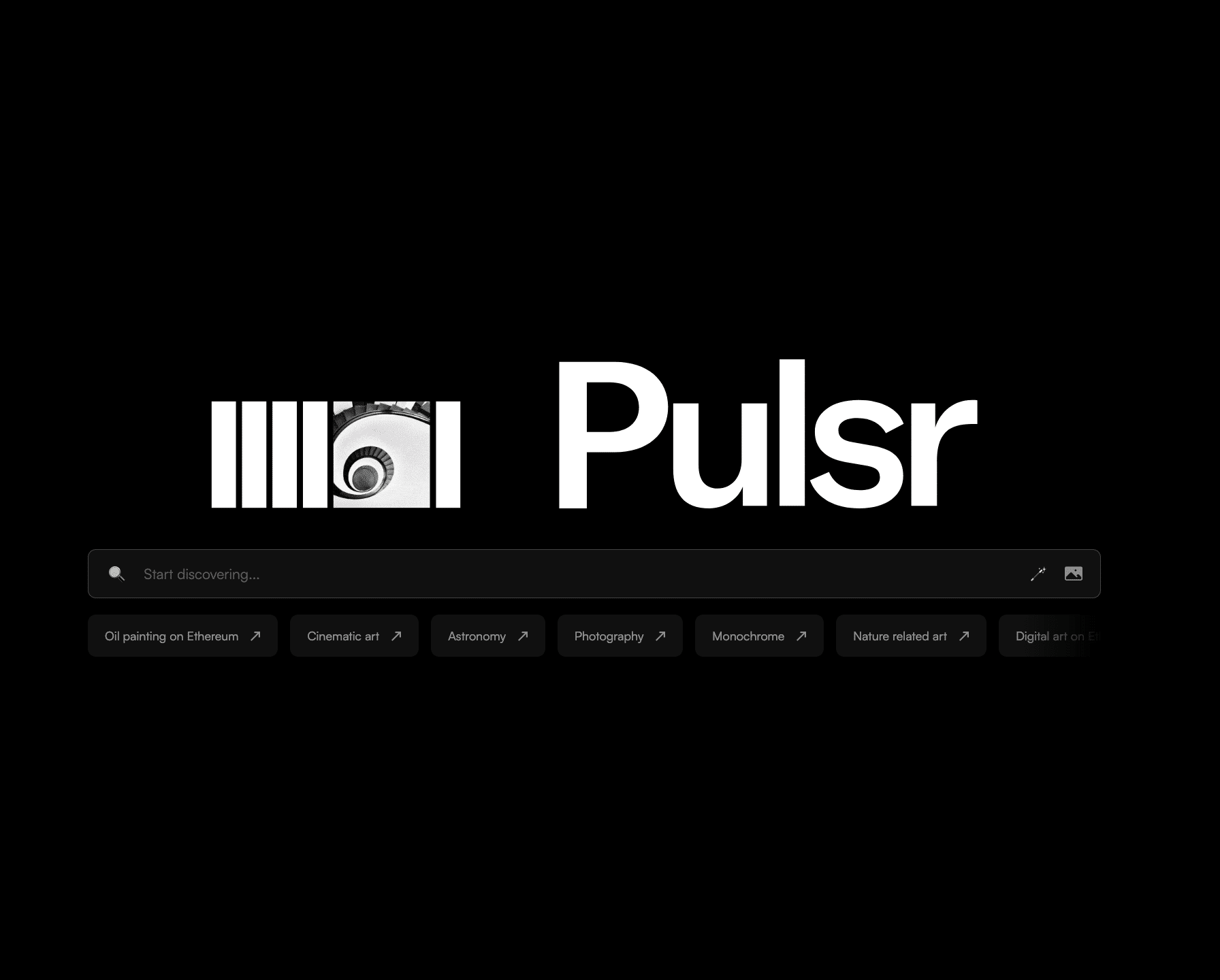 Pulsr AI search engine for NFTs home page
